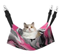 GaxfjRu Rosados - Hamaca de cama para gatos ajustable con diseño abstracto de mármol gris para ventana, acogedora cama de terciopelo para mascotas y descanso para gatitos