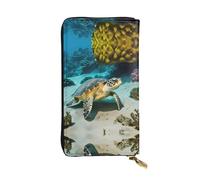 GaxfjRu Sea Turtle - Cartera para mujer, compacta y segura, con compartimento con cremallera, tamaño pequeño, Negro -, Talla única, Classic