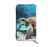 GaxfjRu Sea Turtle - Cartera para mujer, compacta y segura, con compartimento con cremallera, tamaño pequeño, Negro -, Talla única, Classic