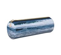 GaxfjRu Serene Coastal - Estuche de piel con cremallera para bolígrafos y lápices, bolsa suave de grano