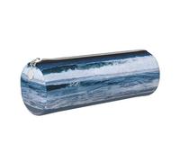 GaxfjRu Serene Coastal - Estuche de piel con cremallera para bolígrafos y lápices, bolsa suave de grano