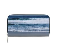 GaxfjRu Serene Coastal Print - Cartera larga de piel para hombre, diseño vintage