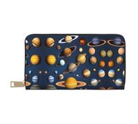 GaxfjRu Solar System Planets - Cartera de cuero para mujer, organizador de gran capacidad con soporte para chequera, cartera plegable para mujer, color blanco, talla única, clásica, White, Talla