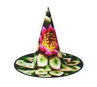 GaxfjRu Sombrero de bruja con estampado de flores de cactus florecientes, accesorio de disfraz de bruja para Halloween, cosplay, fiesta, decoración de vacaciones, 3 piezas