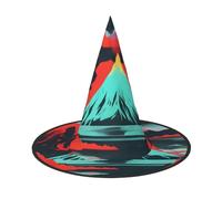 GaxfjRu Sombrero de bruja con estampado de flores de volcán, accesorio de disfraz de bruja para Halloween, cosplay, fiesta, decoración de vacaciones, 3 piezas