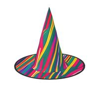 GaxfjRu Sombrero de bruja con estampado de líneas de arco iris, accesorio de disfraz de bruja para Halloween, cosplay, fiesta, decoración de vacaciones, 3 piezas