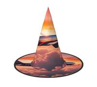 GaxfjRu Sombrero de bruja de Halloween con estampado de atardeceres de avión, accesorio de disfraz de bruja para Halloween, cosplay, fiesta, decoración de vacaciones, 3 piezas