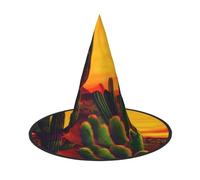 GaxfjRu Sombrero de bruja de Halloween con estampado de cactus en el desierto, accesorio de disfraz de bruja para Halloween, cosplay, fiesta, decoración de vacaciones, 3 piezas
