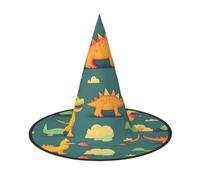 GaxfjRu Sombrero de bruja de Halloween con estampado de dinosaurios pequeños, accesorio de disfraz de bruja para Halloween, cosplay, fiesta, decoración de vacaciones, 3 piezas
