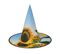 GaxfjRu Sombrero de bruja de Halloween con estampado de girasoles, accesorio de disfraz de bruja para Halloween, cosplay, fiesta, decoración de vacaciones, 3 piezas