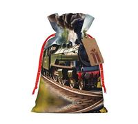 GaxfjRu Steam Little Train - Bolsa de arpillera con estampado de tren pequeño, regalos de fiesta de Navidad, bolsa de regalo para regalos, varios tamaños (S, M)