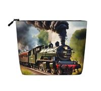 GaxfjRu Steam Little Train - Bolsa de maquillaje de viaje con cremallera y organizador de maquillaje para mujer, Negro -, Talla única