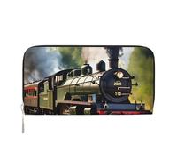 GaxfjRu Steam Little Train - Cartera larga de piel con estampado vintage para hombre, con tarjetero