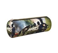 GaxfjRu Steam Little Train - Estuche de piel con cremallera para bolígrafos y lápices, bolsa suave de grano