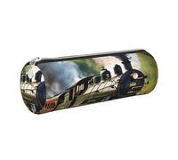 GaxfjRu Steam Little Train - Estuche de piel con cremallera para bolígrafos y lápices, bolsa suave de grano