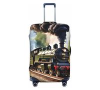 GaxfjRu Steam Little Train - Funda protectora para maleta de viaje, lavable, antiarañazos, diseño de tren pequeño, Black, L