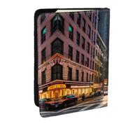GaxfjRu Streets of New York City - Funda de piel para pasaporte, impermeable, para viajes, para mujeres y hombres, Black, Talla única
