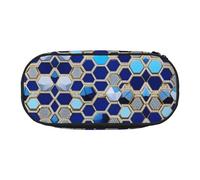 GaxfjRu Studen - Estuche para lápices con diseño de diamantes y hexágonos azules, gran capacidad, para el hogar, la universidad, la oficina, organizador para adultos, Negro , Talla única, Lindo