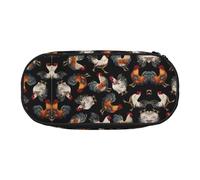 GaxfjRu Studen - Estuche para lápices con diseño de gallos franceses, gran capacidad, para el hogar, la universidad, la oficina, organizador para adultos, Negro , Talla única, Lindo