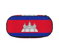 GaxfjRu Studen - Estuche para lápices con diseño de la bandera de Camboya, gran capacidad, para el hogar, la universidad, la oficina, organizador para adultos, Negro , Talla única, Lindo