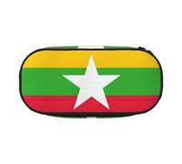 GaxfjRu Studen - Estuche para lápices con diseño de la bandera de Myanmar, gran capacidad, para el hogar, la universidad, la oficina, organizador para adultos, Negro , Talla única, Lindo
