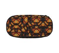 GaxfjRu Studen - Estuche para lápices con estampado de mariposas naranjas, gran capacidad, para el hogar, la universidad, la oficina, para adultos, Negro , Talla única, Lindo
