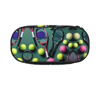 GaxfjRu Studen - Estuche para lápices con estampado divertido de raquetas de tenis y pelotas de tenis, gran capacidad para el hogar, la universidad, la oficina, para adultos, Negro , Talla única,
