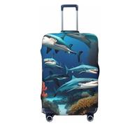 Gaxfjru Submarine Shark Coral Print Funda de equipaje de viaje, funda protectora para maleta, lavable, antiarañazos, Black, L