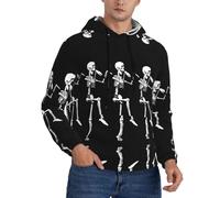 GaxfjRu Sudadera con capucha para hombre con diseño de calavera de esqueleto posable para Halloween, con cordón grueso, varios tamaños, Negro, 4XL