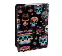 GaxfjRu Sugar and Skulls - Funda de piel con estampado de calaveras para pasaporte, impermeable, para viajes, para mujeres y hombres, Black, Talla única