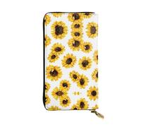GaxfjRu Sugar Horror Skull and Flowers - Cartera práctica para mujer, piel sintética con cremallera de metal, múltiples compartimentos y ranuras para tarjetas, Girasol, Talla única, Classic