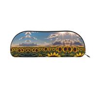 GaxfjRu Sunflowers Sunlight - Estuche portátil de piel semicircular: elegante organizador para oficina, viajes, maquillaje, estuche ideal para lápices y bolsa de maquillaje, Gold, Talla única, Arte