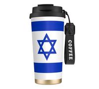 GaxfjRu Taza de café de acero inoxidable aislada al vacío de 20 onzas con tapa, diseño de bandera de Israel, vaso para bebidas frías y calientes