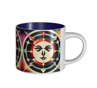 GaxfjRu Tazas de cerámica hechas a mano con diseño de flechas de caza, triángulos y ciervos, tazas de pared gruesas de gran capacidad, con mango en C para café, té y regalos