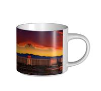 GaxfjRu Tazas de cerámica hechas a mano con estampado de atardecer de Las Vegas, tazas de pared gruesas de gran capacidad, con mango en C para café, té y regalos