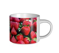 GaxfjRu Tazas de cerámica hechas a mano con estampado de fresas frescas, tazas de pared gruesas de gran capacidad, con mango en C para café, té y regalos
