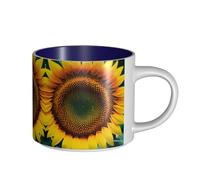 GaxfjRu Tazas de cerámica hechas a mano con estampado de girasol You are My Sunshine, tazas de pared gruesas de gran capacidad, con mango en C para café, té y regalos