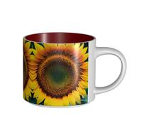 GaxfjRu Tazas de cerámica hechas a mano con estampado de girasol You are My Sunshine, tazas de pared gruesas de gran capacidad, con mango en C para café, té y regalos