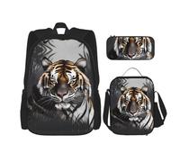 GaxfjRu Tiger at rest - Mochila escolar de 3 piezas, con bolsa de almuerzo, estuche para lápices, gran capacidad de 43 cm, juego de 3 en 1