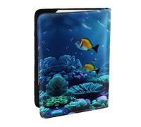 GaxfjRu Tranquil - Funda de piel con estampado de paisaje subacuático, funda para pasaporte, impermeable, para viajes, para mujeres y hombres, Black, Talla única