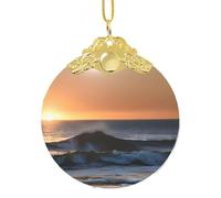 GaxfjRu Últimos rayos de sol sobre las olas del mar, adornos de Navidad para decoración del hogar, colgante de árbol de Navidad para alegría navideña, talla única