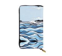 GaxfjRu Waves lapping at the rocks - Cartera de mano funcional para mujer, diseño delgado y minimalista, piel sintética con cremallera de metal, Negro -, Talla única, Classic