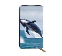 GaxfjRu Whales at sea - Cartera de mano funcional para mujer, diseño delgado y minimalista, piel sintética con cremallera de metal, Negro -, Talla única, Classic