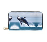 GaxfjRu Whales at sea - Cartera de piel para mujer con gran capacidad, segura y versátil, billetera plegable para mujer, Blanco, Talla única, Classic