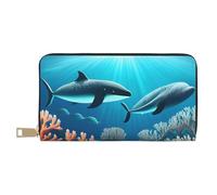 GaxfjRu Whales under the sea - Elegante cartera de cuero para mujer, organizador de gran capacidad con soporte para chequera, cartera plegable para mujer, color blanco, talla única, clásica, White,