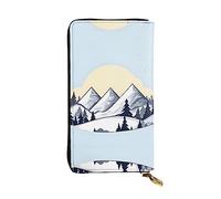 GaxfjRu White Snowy Mountains - Cartera de mano funcional para mujer, diseño delgado y minimalista, piel sintética con cremallera de metal, Negro -, Talla única, Classic