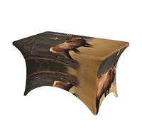 GaxfjRu Wildlife - Mantel elástico grueso con diseño de ciervo, oso y alce, manteles rectangulares ajustados para mesas de 6 y 8 pies, picnic al aire libre