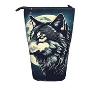 GaxfjRu Wolf Night Moon Print - Estuche telescópico portátil para lápices, organizador con múltiples ranuras, para herramientas de escritura y accesorios