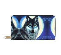 GaxfjRu Wolf Under Moon - Cartera de cuero para mujer, organizador de gran capacidad con soporte para chequera, cartera plegable para mujer, color blanco, talla única, clásica, White, Talla única,