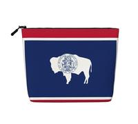 GaxfjRu Wyoming - Bolsa de maquillaje con estampado de bandera del estado de Wyoming, bolsa de aseo con cremallera, organizador de maquillaje para mujer, Negro -, Talla única